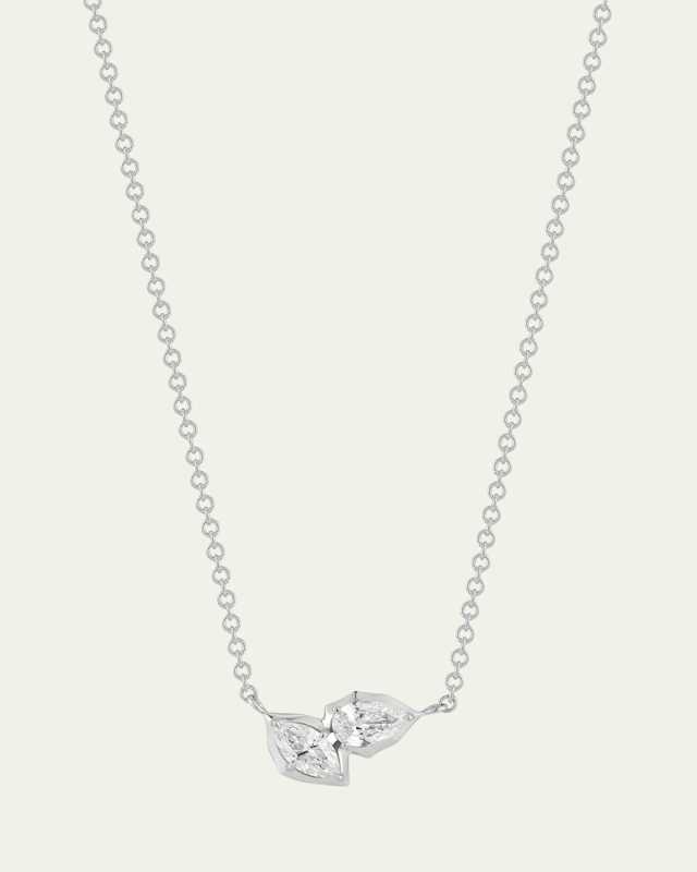 Platinum Poppy Two Stone Pendant Necklace